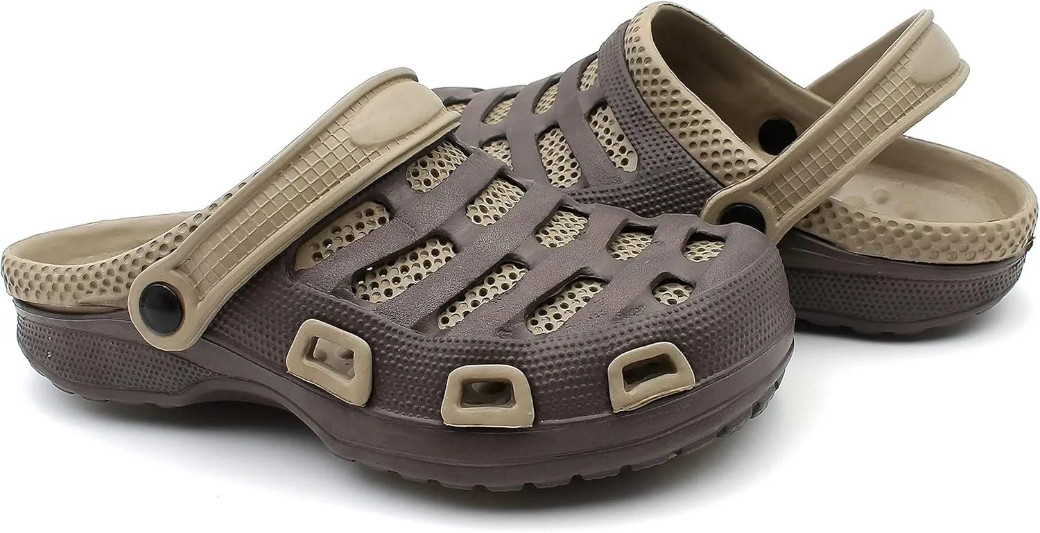 Men's Garden Clogs Shoes Slippers Sandals Two Tone Ventilated Summer Beach Casual Relax Backyard