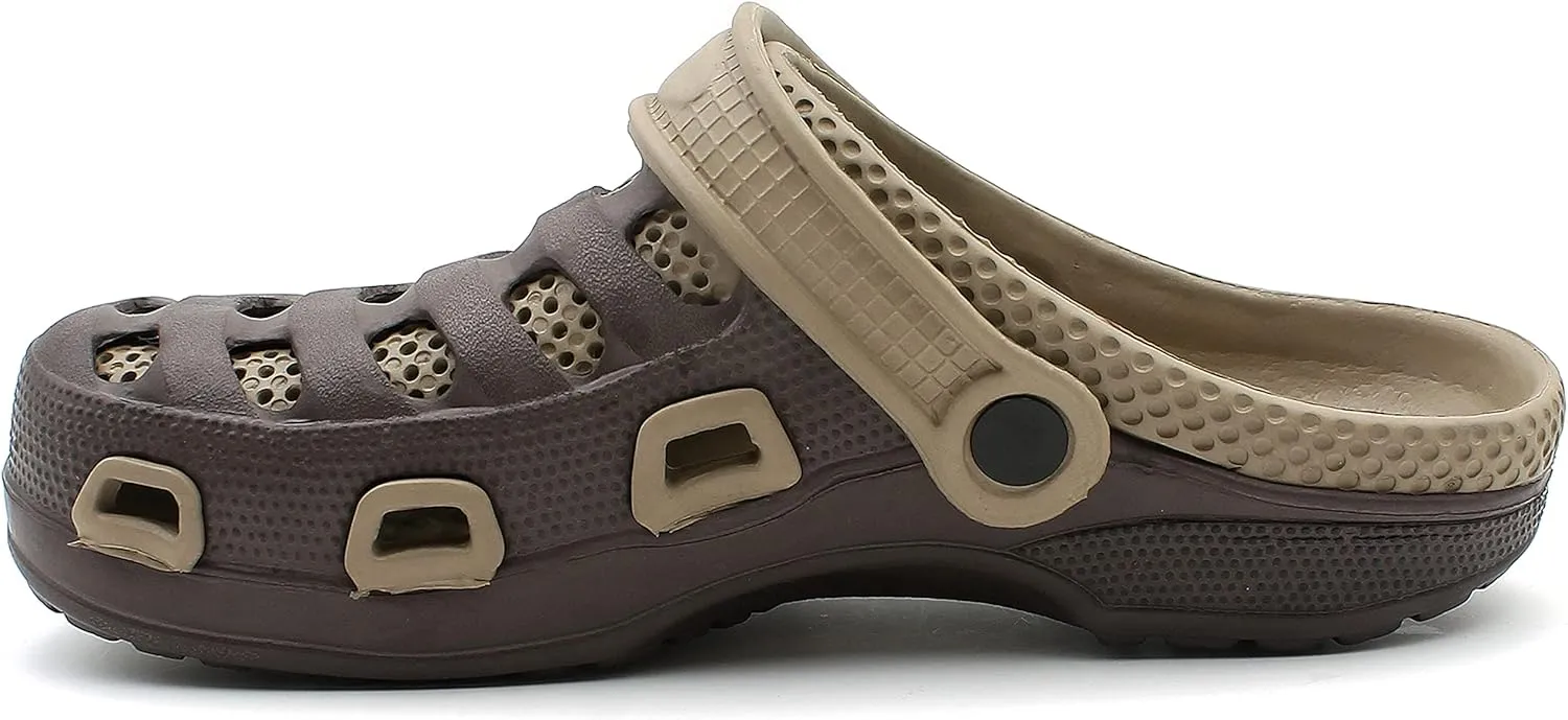 Men's Garden Clogs Shoes Slippers Sandals Two Tone Ventilated Summer Beach Casual Relax Backyard
