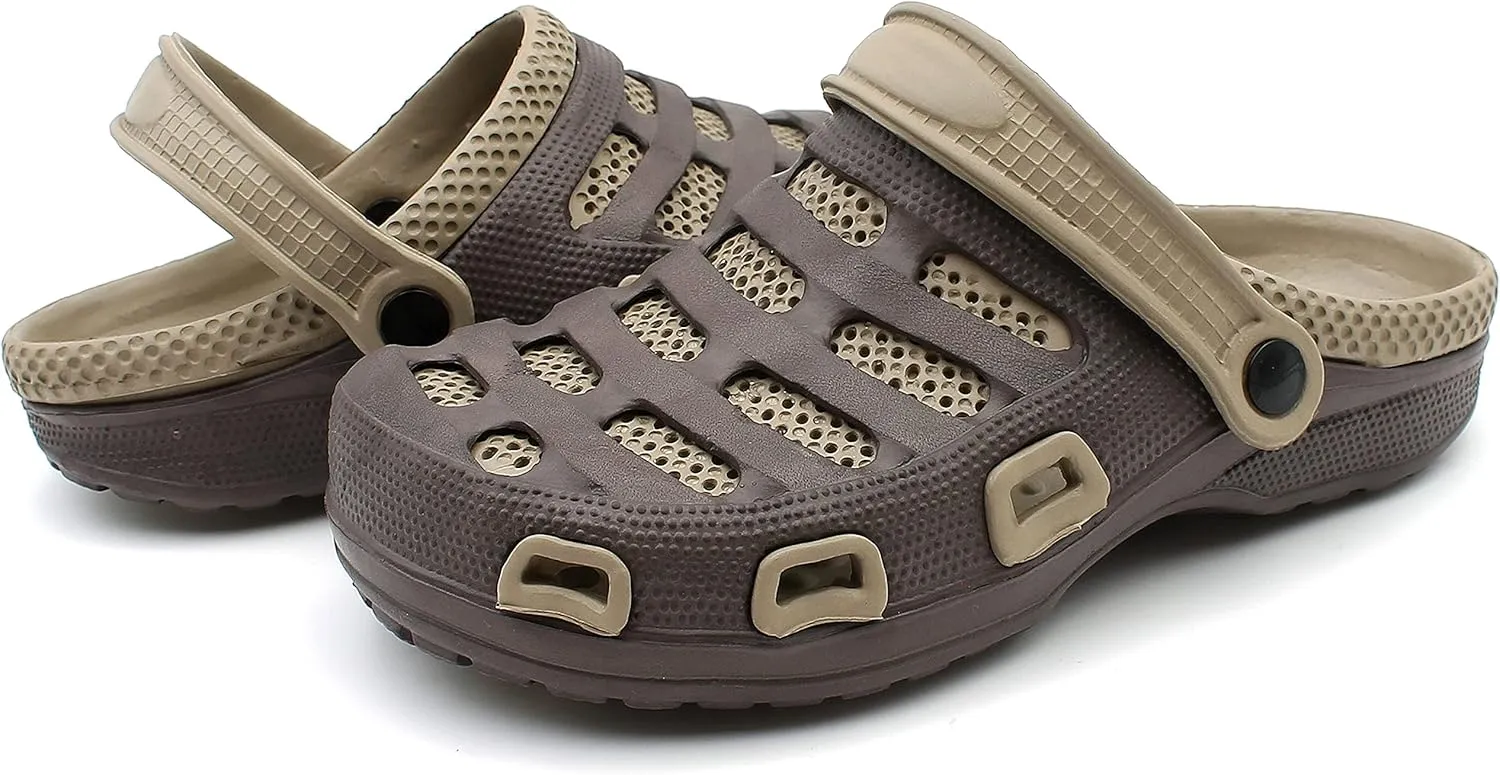 Men's Garden Clogs Shoes Slippers Sandals Two Tone Ventilated Summer Beach Casual Relax Backyard