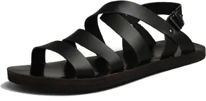 Men's Genuine Leather Flat Fisherman Sandals with Adjust Buckle Strap Fashion Comfort Open Toe Cutout Anti-Slip Platform Water Shoes Summer Walking Driving Sandals