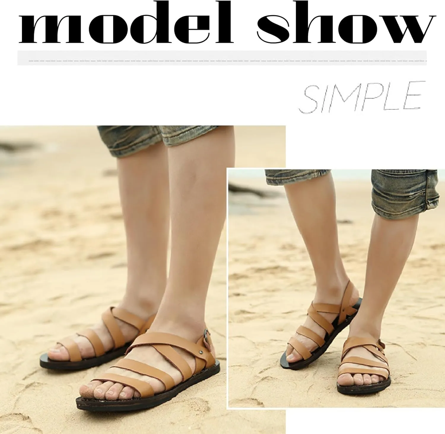 Men's Genuine Leather Flat Fisherman Sandals with Adjust Buckle Strap Fashion Comfort Open Toe Cutout Anti-Slip Platform Water Shoes Summer Walking Driving Sandals