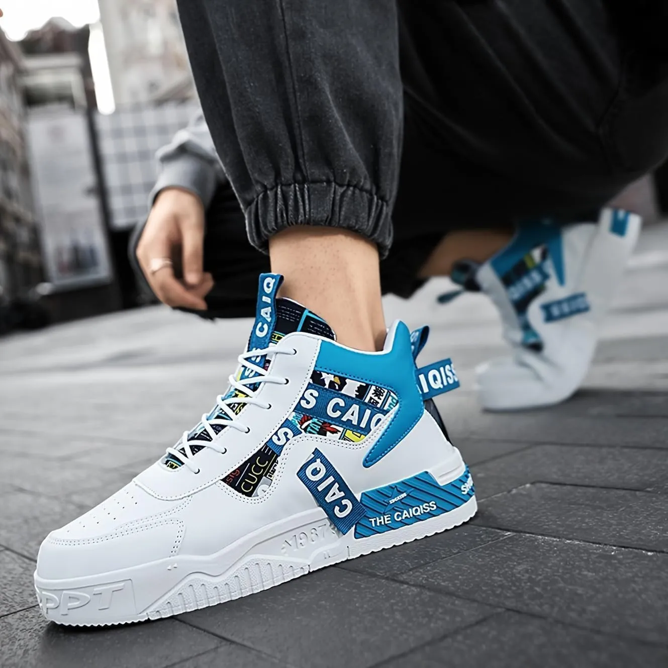 Men’s High-Top Sneakers – Thick Bottom Skate Shoes for Casual Walking, Lightweight Street Fashion Sneakers with Durable Design