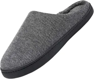 Mens Indoor Slippers Casual Striped Non Slip Slipper Slip On Bedroom Slippers Sort Flat Plush Lined Slipper