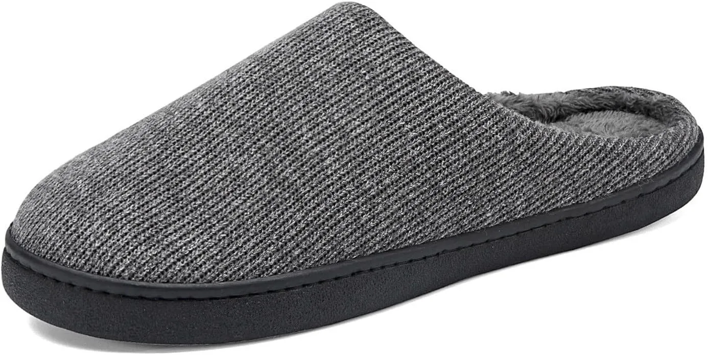 Mens Indoor Slippers Casual Striped Non Slip Slipper Slip On Bedroom Slippers Sort Flat Plush Lined Slipper