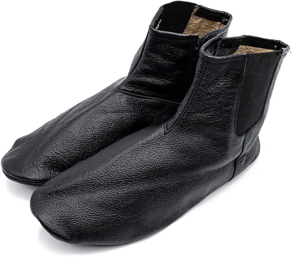 Men's Islamic Mest Sock | Soft Halal Goat Leather | Warm Lining for Winter | Muslim Khuff Kuffain | For Wudu Abdes Ablution | Zipper Stretch Comfortable Socks Slippers