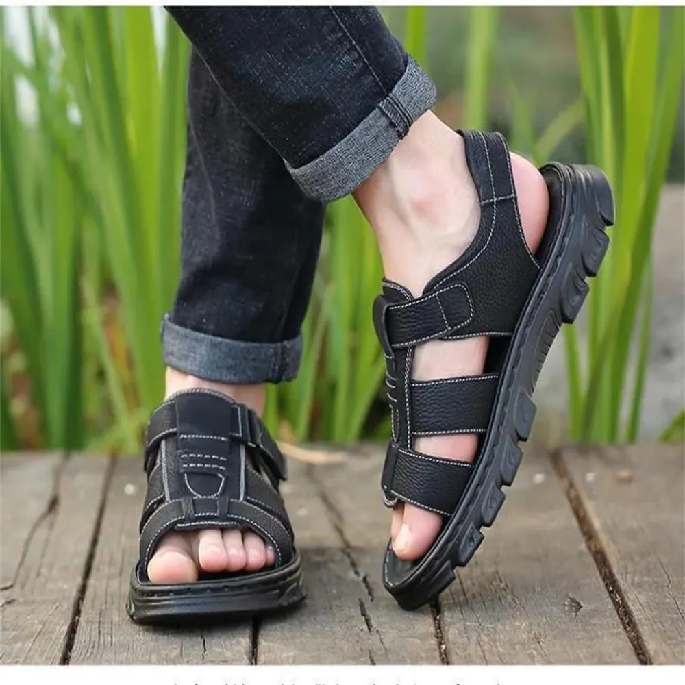 Mens Leather Casual Sandals, Breathable Mens Summer Leather Sandals for Casual, Beach, Travelling