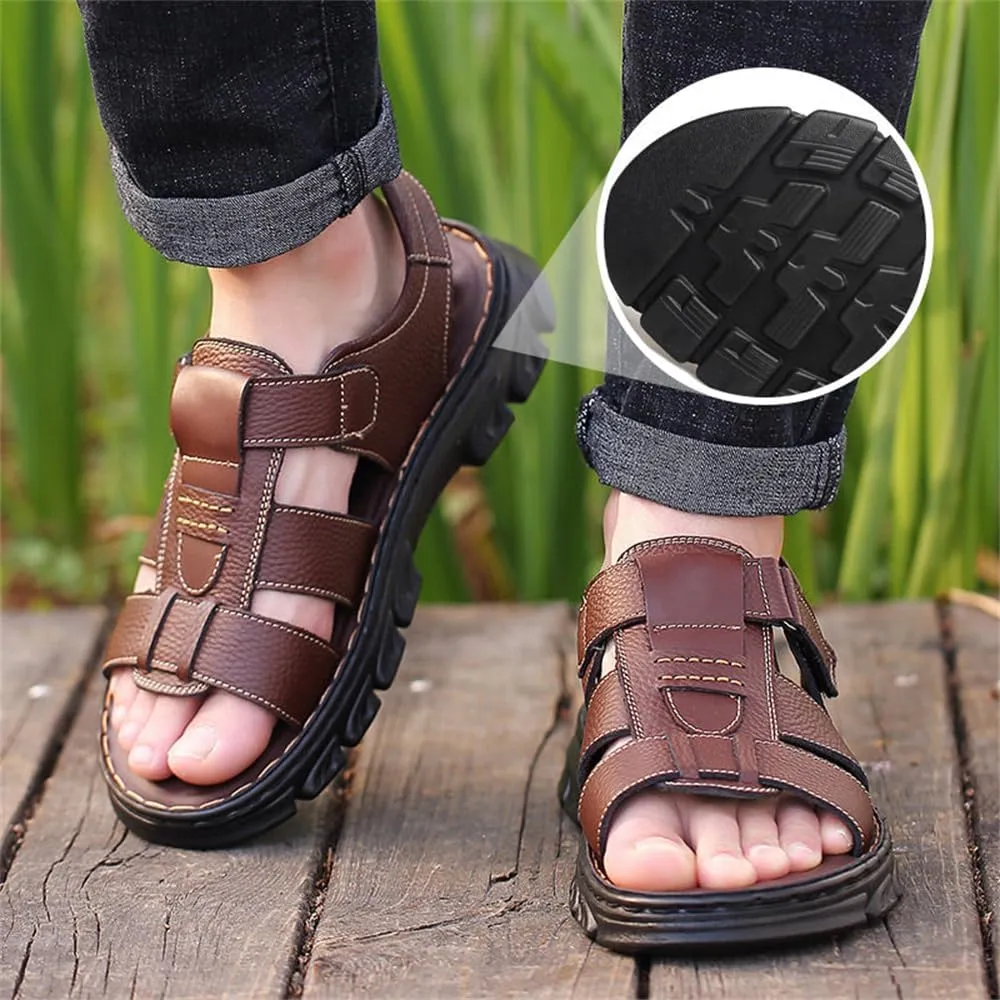 Mens Leather Casual Sandals, Breathable Mens Summer Leather Sandals for Casual, Beach, Travelling