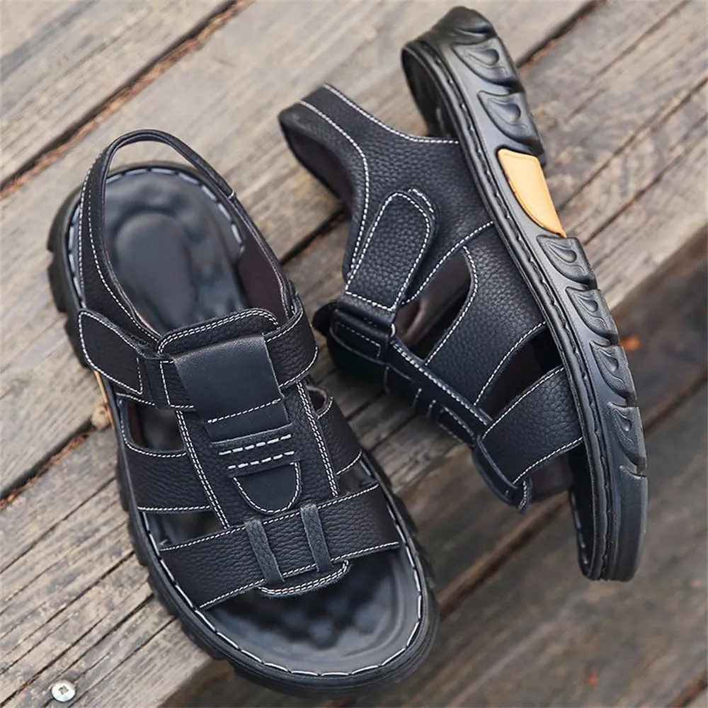 Mens Leather Casual Sandals, Breathable Mens Summer Leather Sandals for Casual, Beach, Travelling