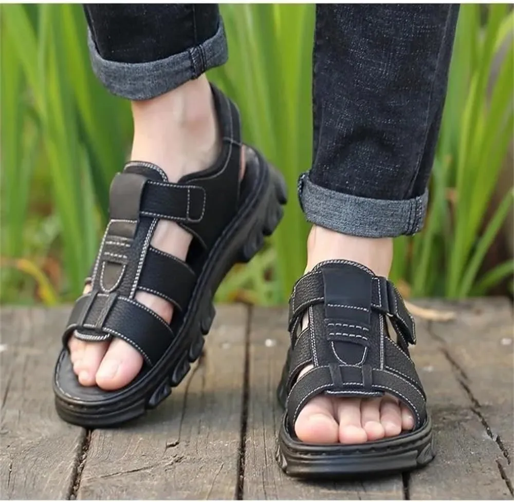 Mens Leather Casual Sandals, Breathable Mens Summer Leather Sandals for Casual, Beach, Travelling