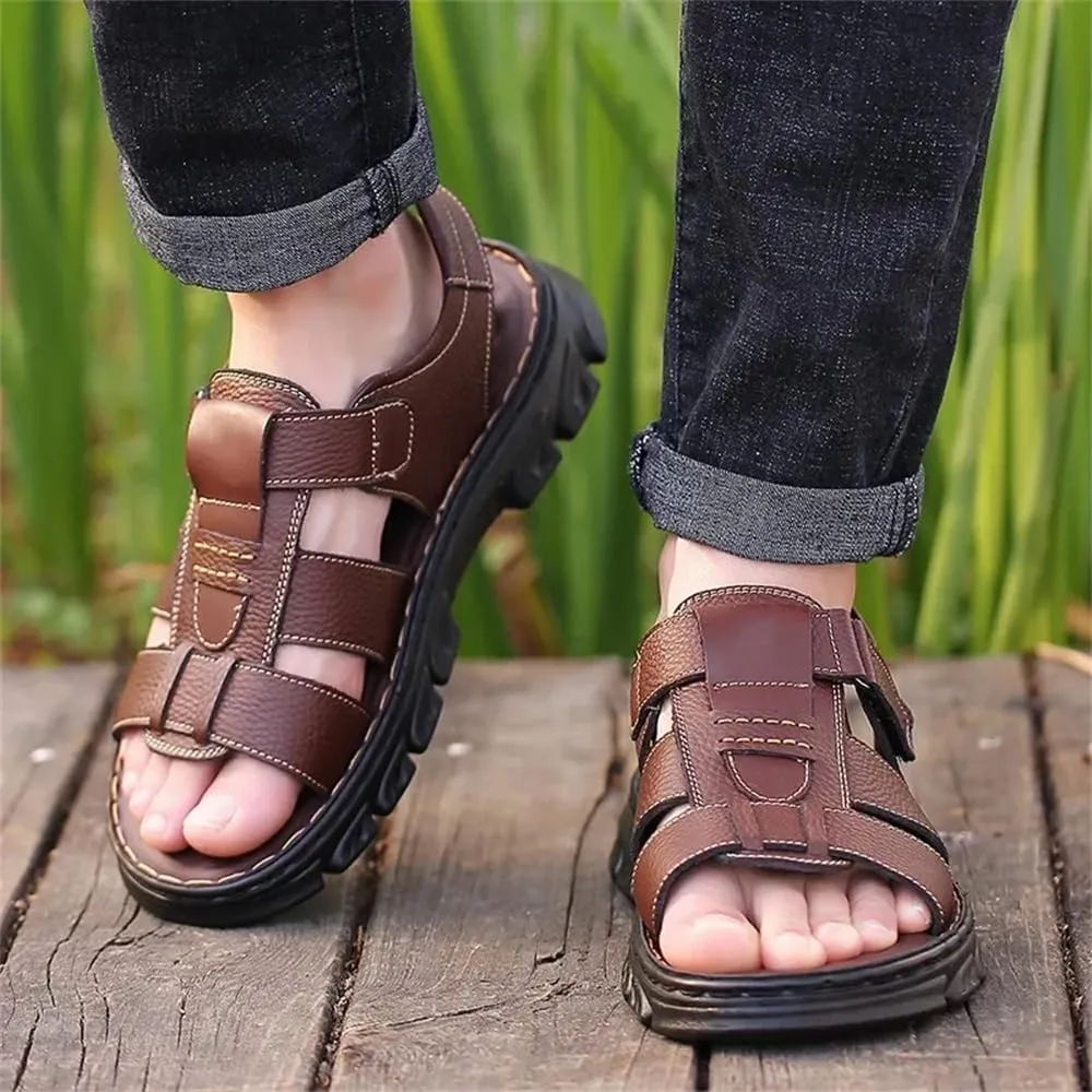 Mens Leather Casual Sandals, Breathable Mens Summer Leather Sandals for Casual, Beach, Travelling