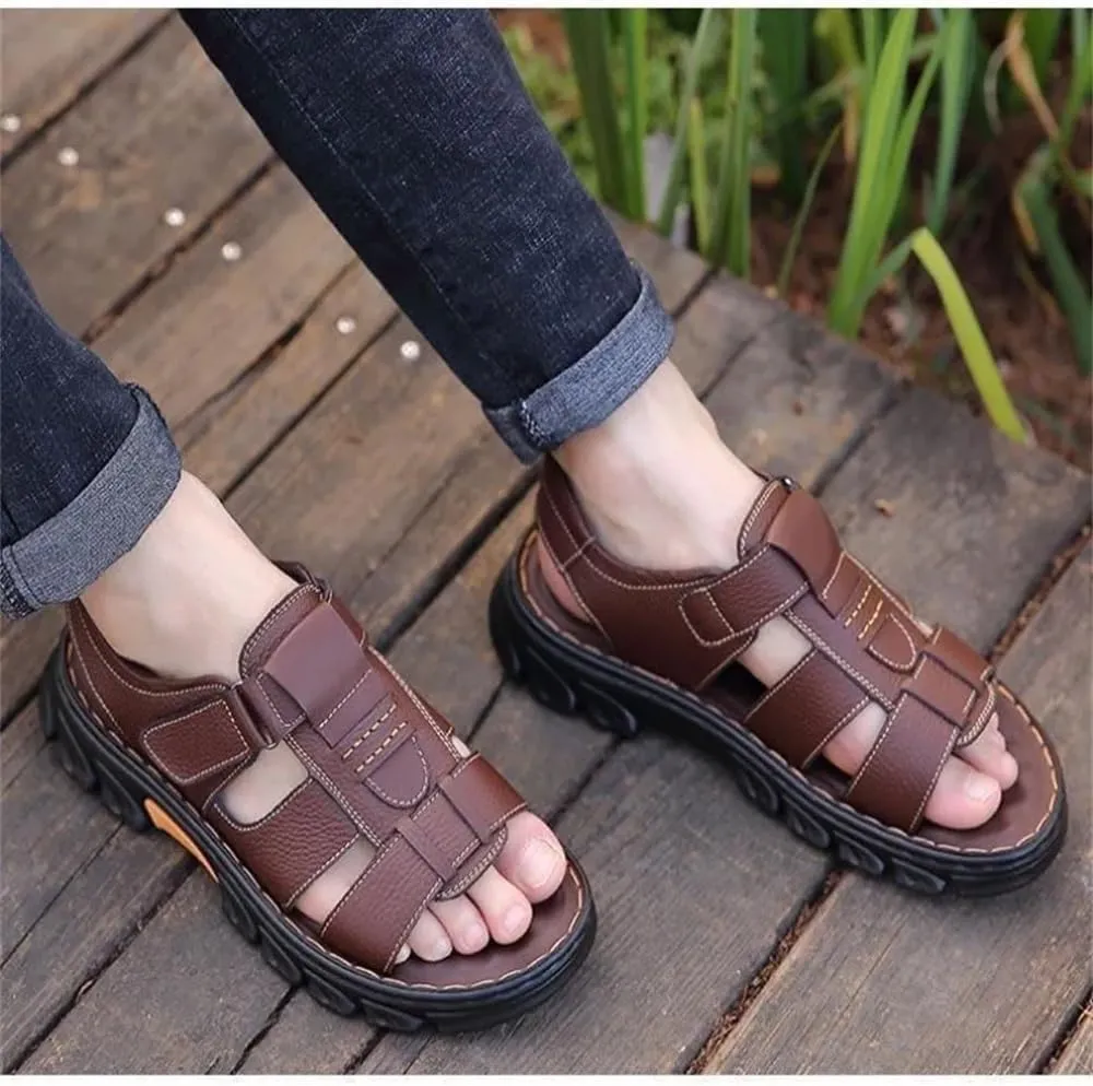 Mens Leather Casual Sandals, Breathable Mens Summer Leather Sandals for Casual, Beach, Travelling