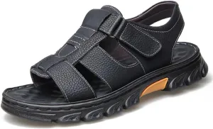 Mens Leather Casual Sandals, Breathable Mens Summer Leather Sandals for Casual, Beach, Travelling
