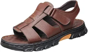 Mens Leather Casual Sandals, Breathable Mens Summer Leather Sandals for Casual, Beach, Travelling