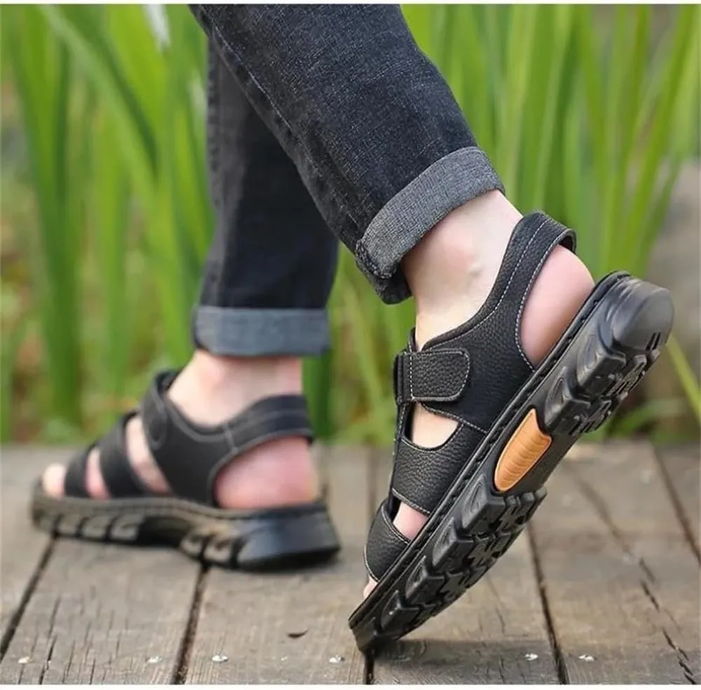 Mens Leather Casual Sandals, Breathable Mens Summer Leather Sandals for Casual, Beach, Travelling