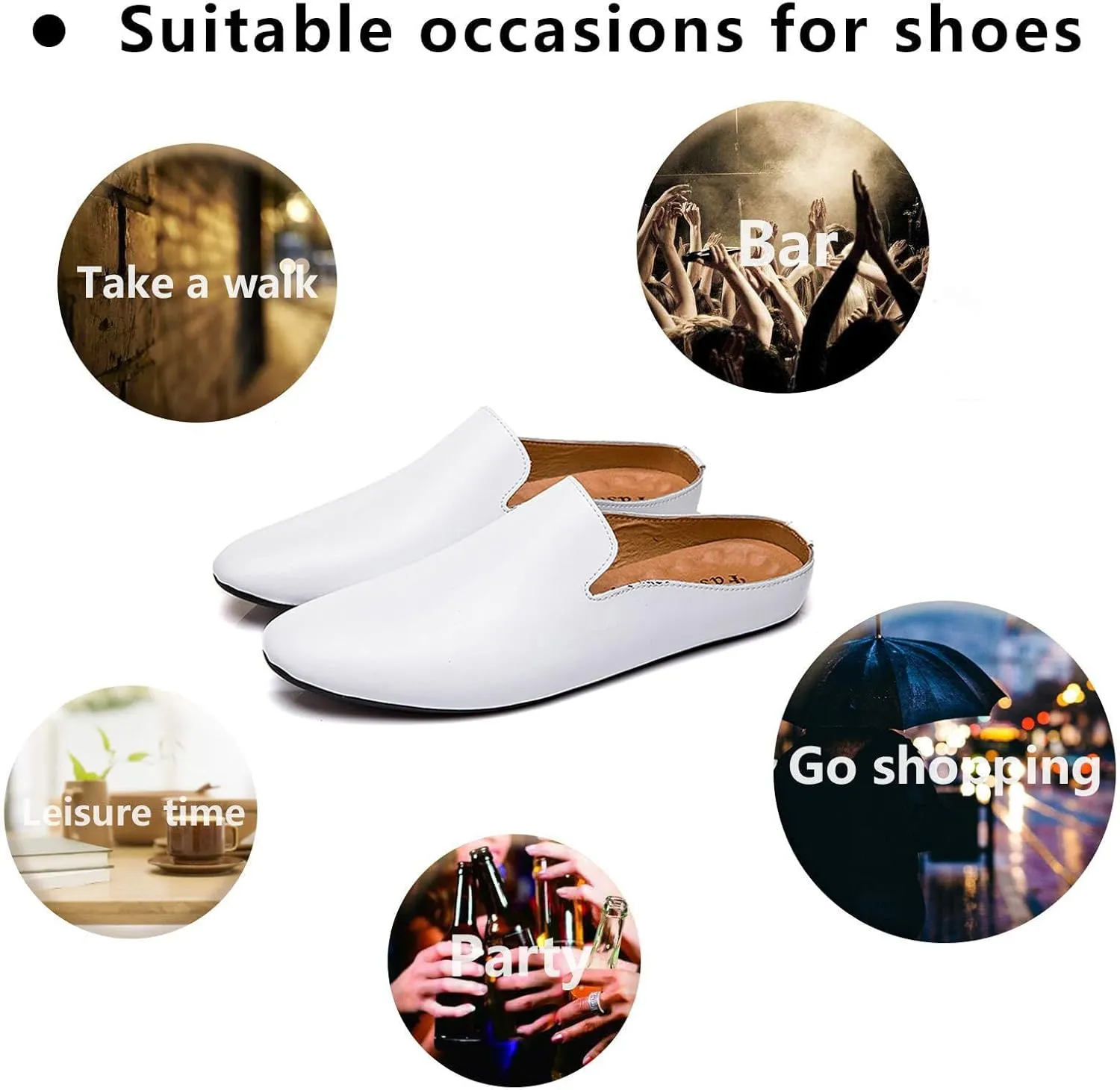 Men's Leather Simple Flat Casual Mule Clogs Fashion Slip On Comfortable Breathable Closed Pointed Toe Backless Dress Loafers for Work Party Wedding Walking