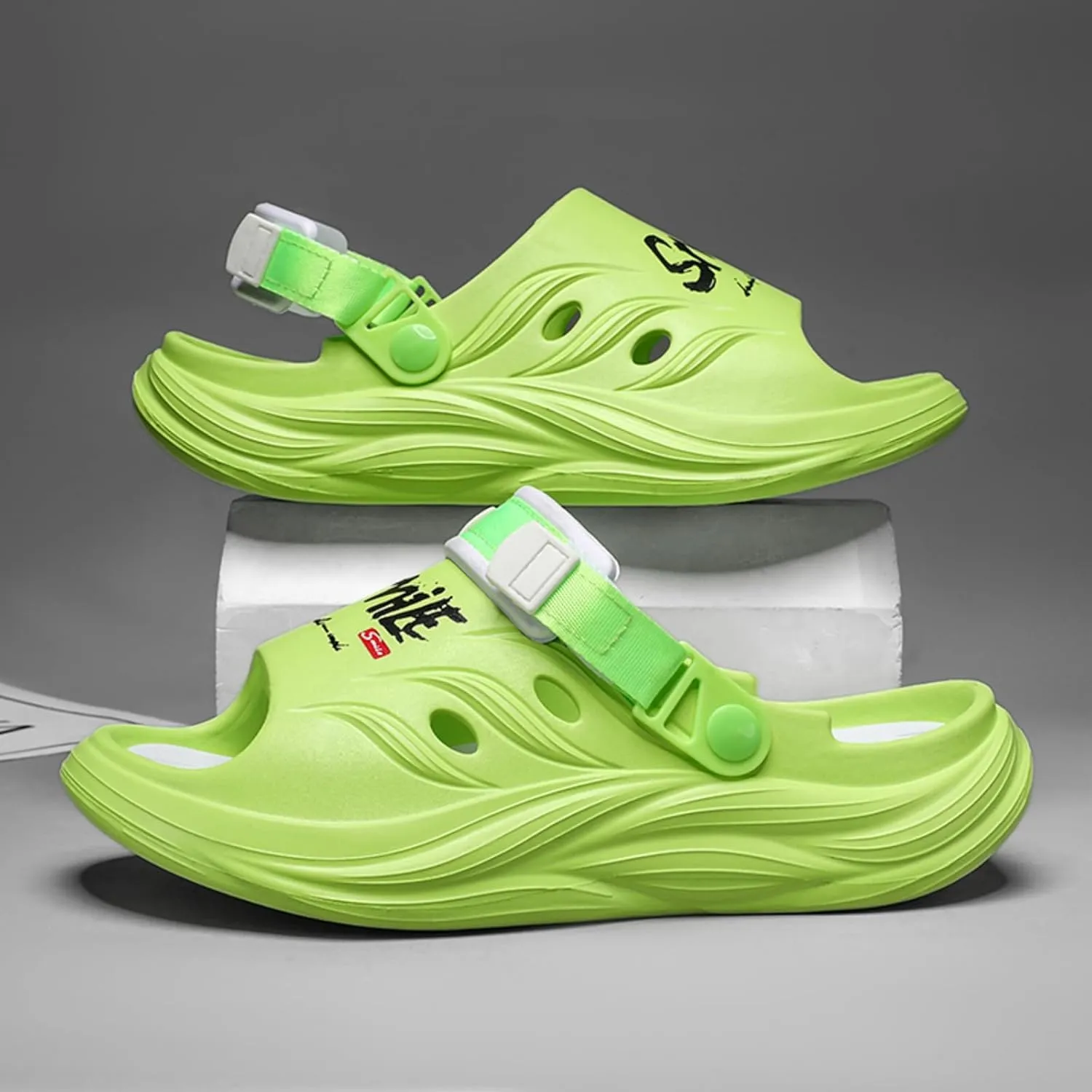 Men's Mint Adjustable Buckle Sandals - Breathable Casual Slides with Anti-Slip Sole for Indoor/Outdoor, Gym, Pool, Summer Comfort