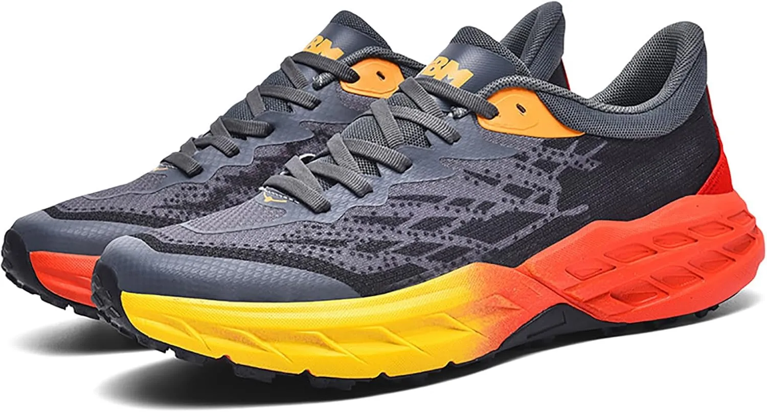 Men's Road Running Walking Shoes Platform Cushioned Comfort Racing Sneakers Durable Non-Slip Breathable Athletic Tennis Gym Workout Trainers