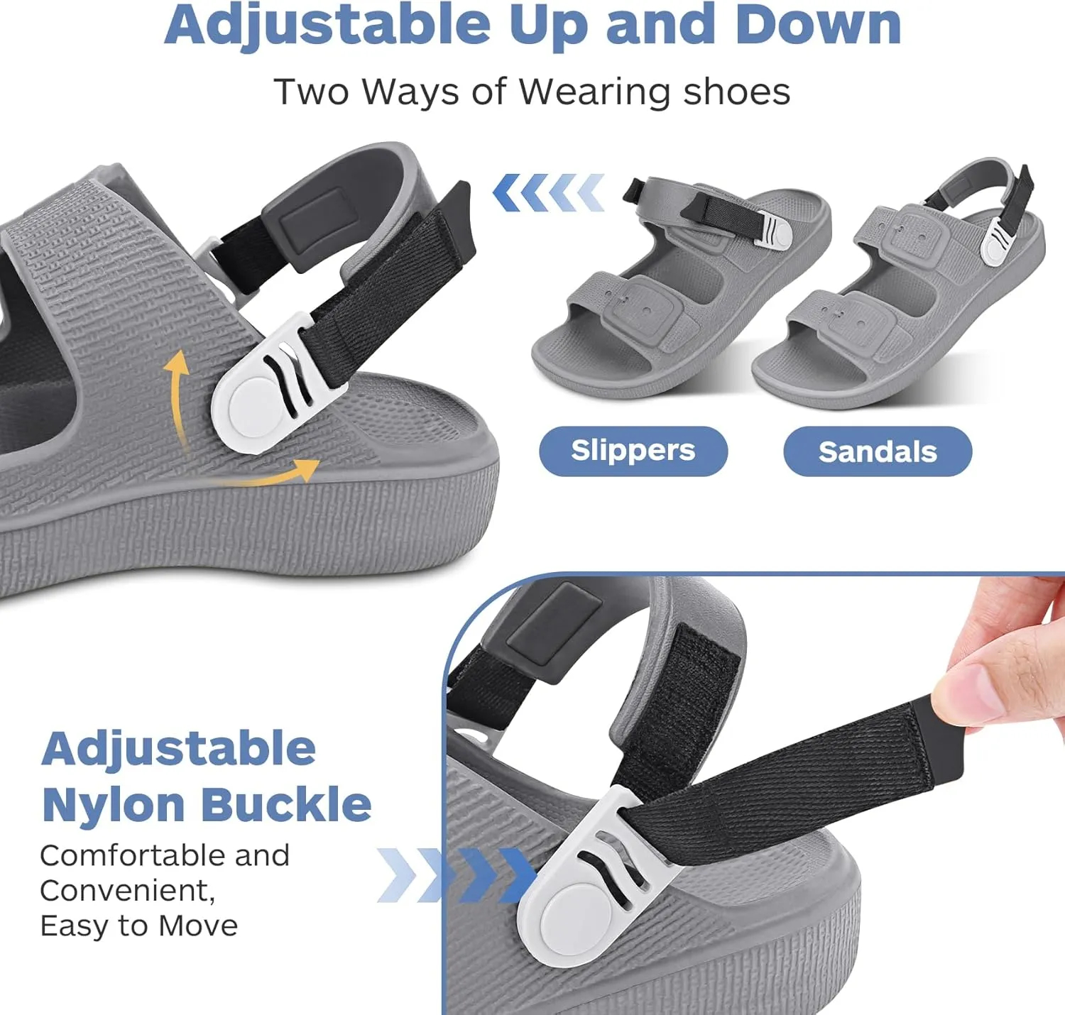 Mens Sandals, Beach Sandals & Slides, Comfortable Summer Slippers & Beach Shoes for Men, Lightweight & Non-Slip, Black Slides, Comfortable Slides 8-12