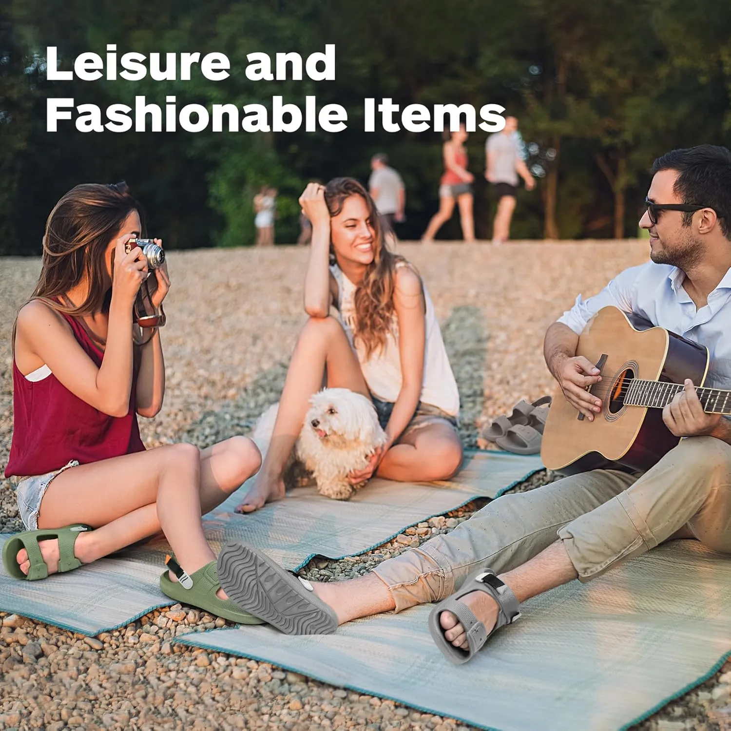 Mens Sandals, Beach Sandals & Slides, Comfortable Summer Slippers & Beach Shoes for Men, Lightweight & Non-Slip, Black Slides, Comfortable Slides 8-12