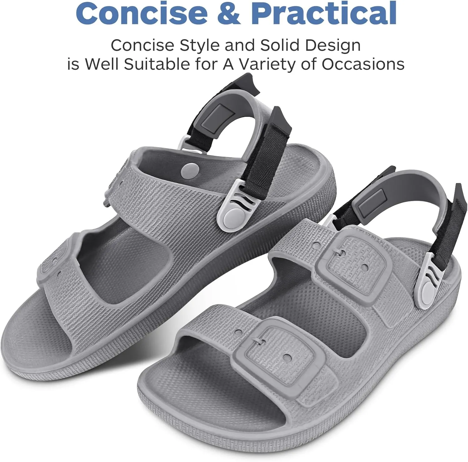 Mens Sandals, Beach Sandals & Slides, Comfortable Summer Slippers & Beach Shoes for Men, Lightweight & Non-Slip, Black Slides, Comfortable Slides 8-12