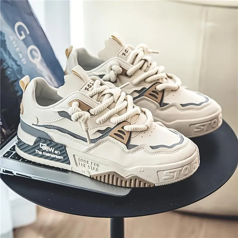 Men's Skate Shoes - Skateboarding - Comfy, Non-Slip, Durable, Lace-Up Sneakers for Outdoor Activities with Trendy Street Style