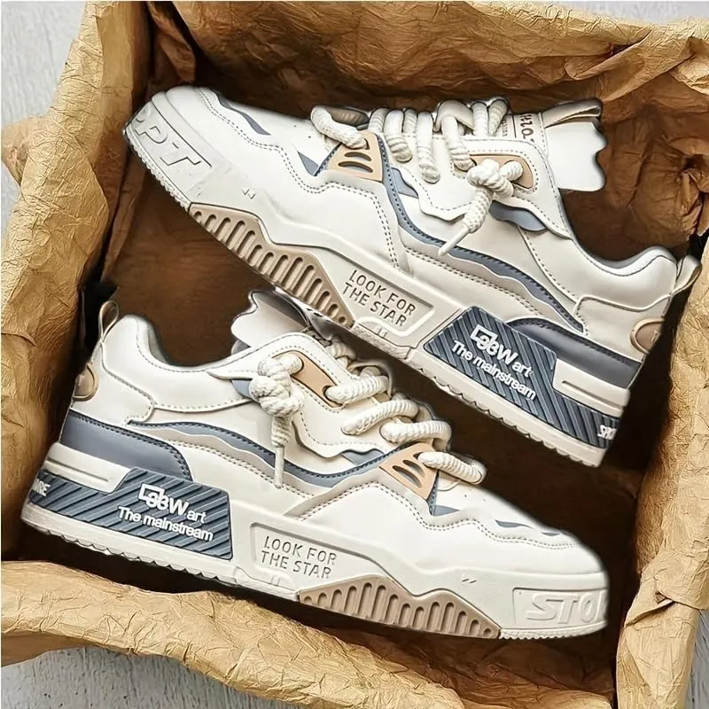 Men's Skate Shoes - Skateboarding - Comfy, Non-Slip, Durable, Lace-Up Sneakers for Outdoor Activities with Trendy Street Style