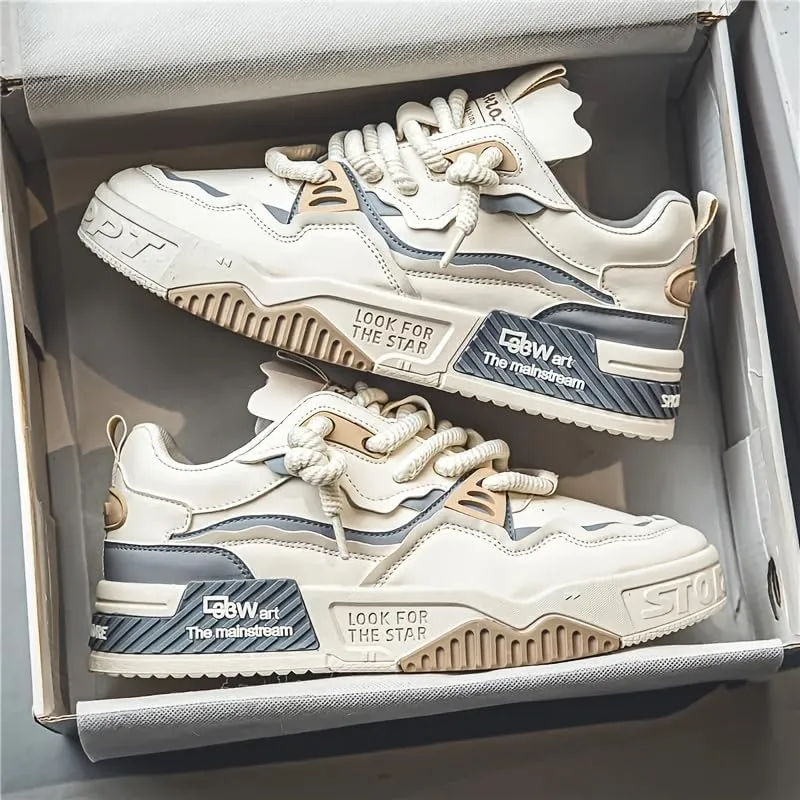 Men's Skate Shoes - Skateboarding - Comfy, Non-Slip, Durable, Lace-Up Sneakers for Outdoor Activities with Trendy Street Style