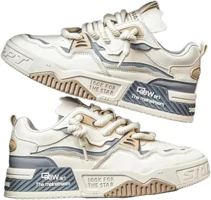 Men's Skate Shoes - Skateboarding - Comfy, Non-Slip, Durable, Lace-Up Sneakers for Outdoor Activities with Trendy Street Style