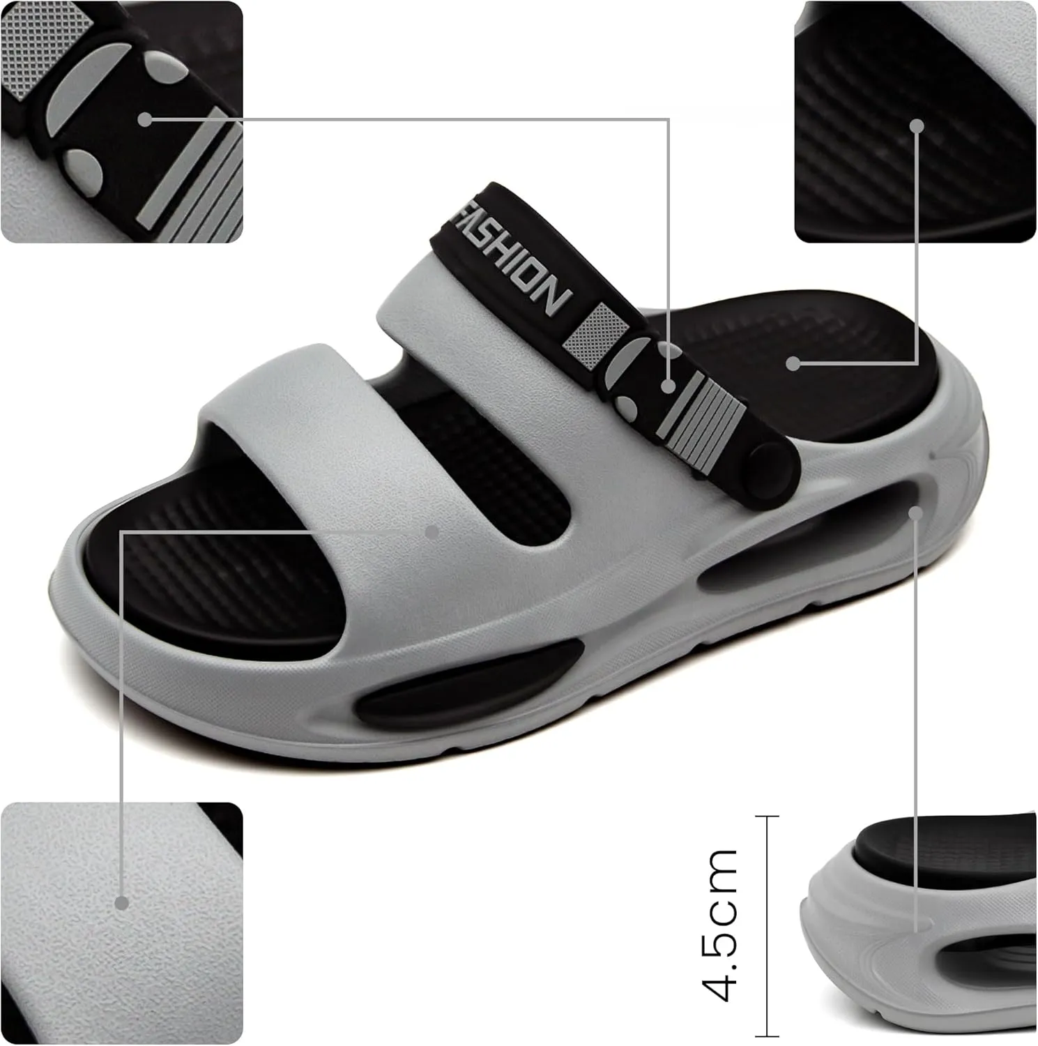 Men's Slide Sandals Indoor and Outdoor, Casual Platform Slide Sandals for Men Spring Summer, Lightweight Comfortable Cushioned Open Toe Men’s Slippers Shoes