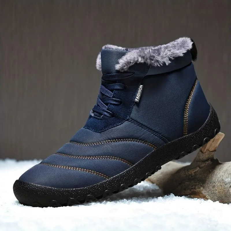 Men's Snow Boots, Winter Thermal Shoes, Windproof Hiking Boots with Fuzzy Lining