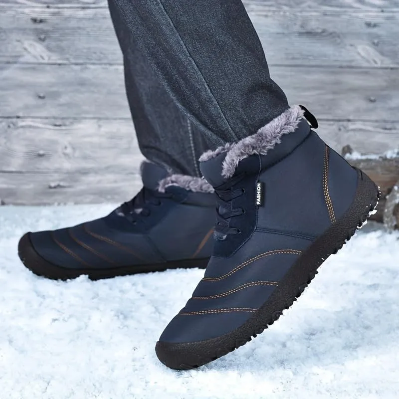 Men's Snow Boots, Winter Thermal Shoes, Windproof Hiking Boots with Fuzzy Lining