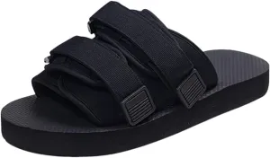 Men's Solid Colour Open Toe Breathable Sandals, Comfy Non Slip Durable Hook & Loop Fastener Beach Water Shoes, Summer