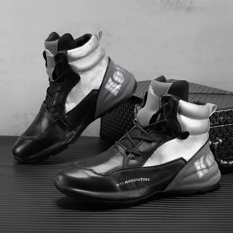 Men's Stylish High-Top Sneakers - Casual & Fashionable, Lace-Up, All-Season Comfort with Durable PVC Sole, for Autumn