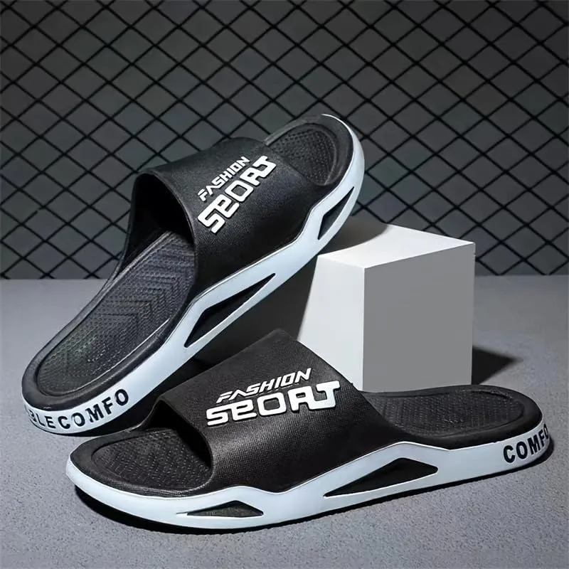 Men's Trendy PVC Slippers – Breathable Open-Toe Sandals with Non-Slip Sole, Indoor/Outdoor Water-Friendly Shoes for Beach, Gym & All-Season Wear