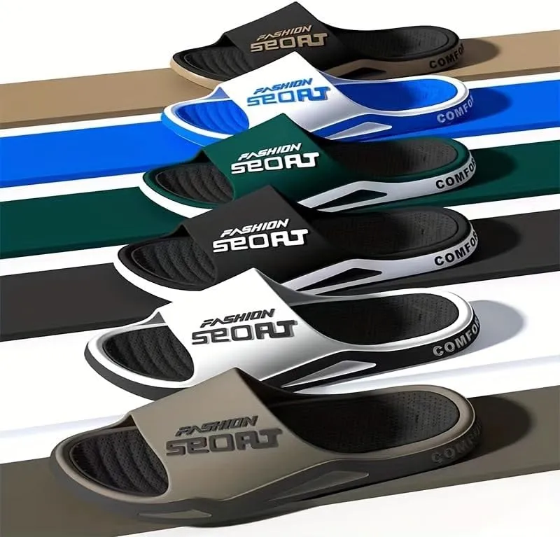 Men's Trendy PVC Slippers – Breathable Open-Toe Sandals with Non-Slip Sole, Indoor/Outdoor Water-Friendly Shoes for Beach, Gym & All-Season Wear