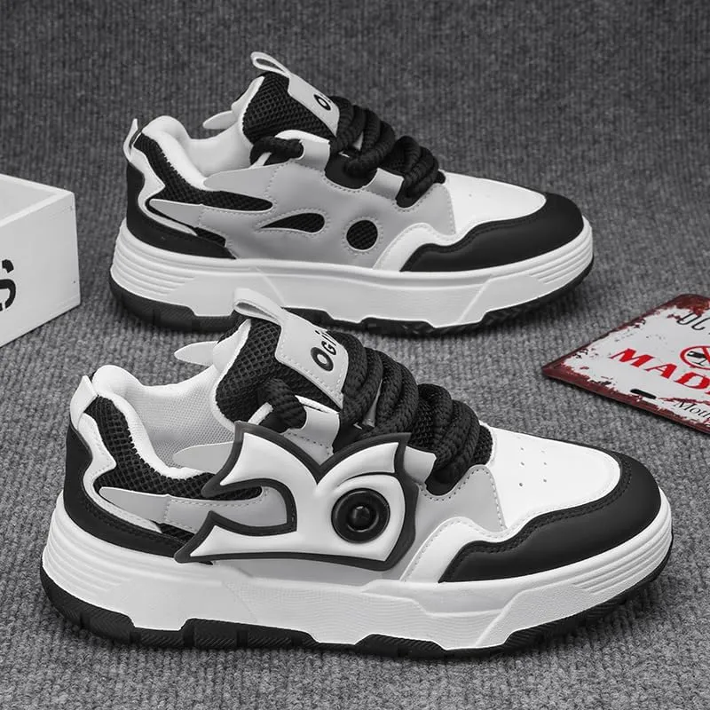 Men's Trendy Street Style Colour Block Skateboard Shoes, Breathable Comfy Non Slip Durable Platform Sneakers for Men's Outdoor Activities