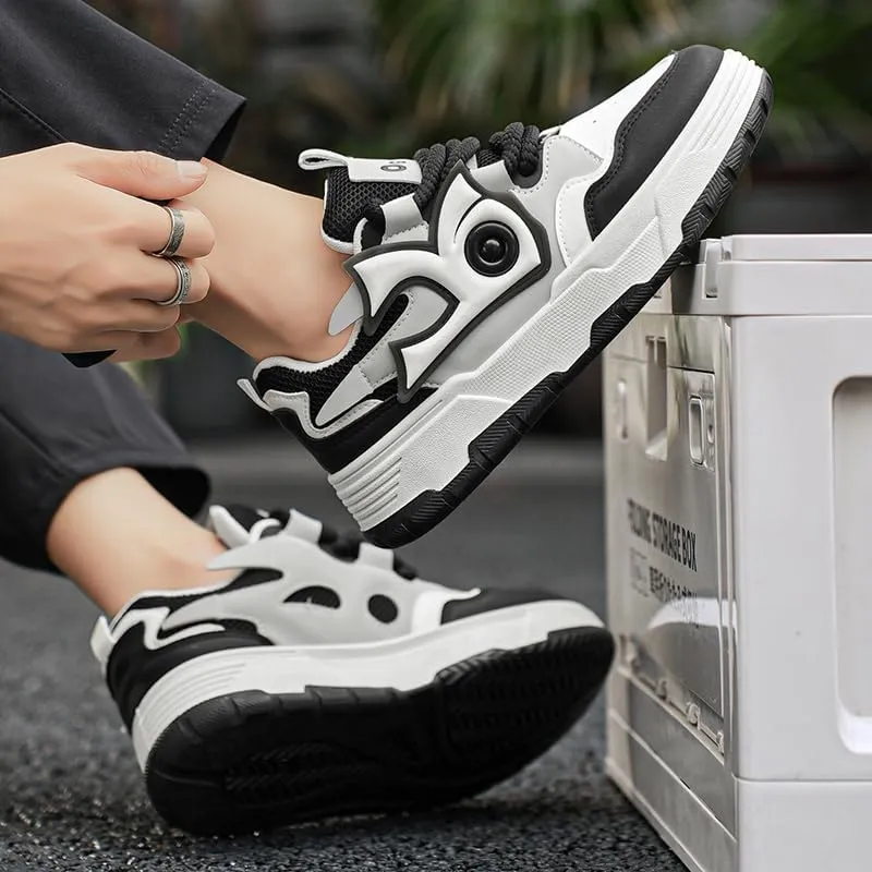 Men's Trendy Street Style Colour Block Skateboard Shoes, Breathable Comfy Non Slip Durable Platform Sneakers for Men's Outdoor Activities