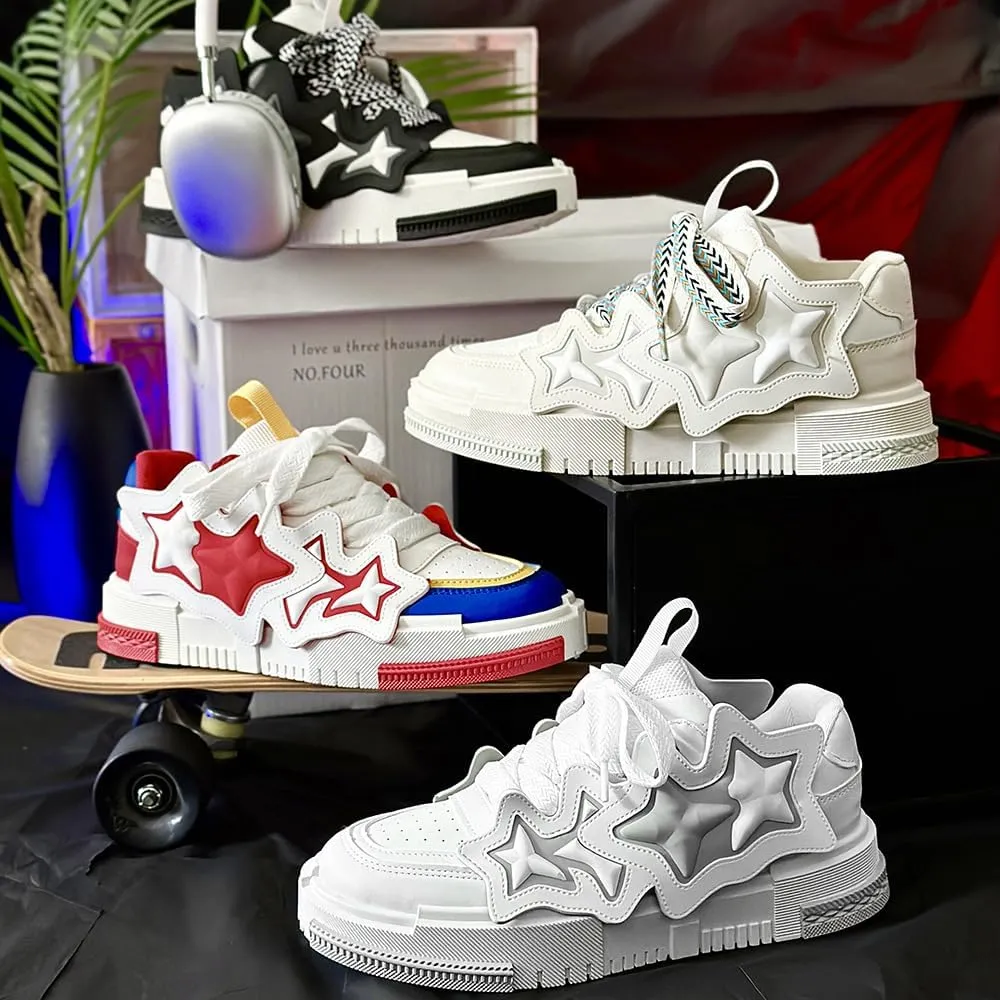 Men's Trendy Street Style Colour Block Skateboard Shoes, Comfy Non Slip Durable Platform Sneakers for Men's Outdoor Activities