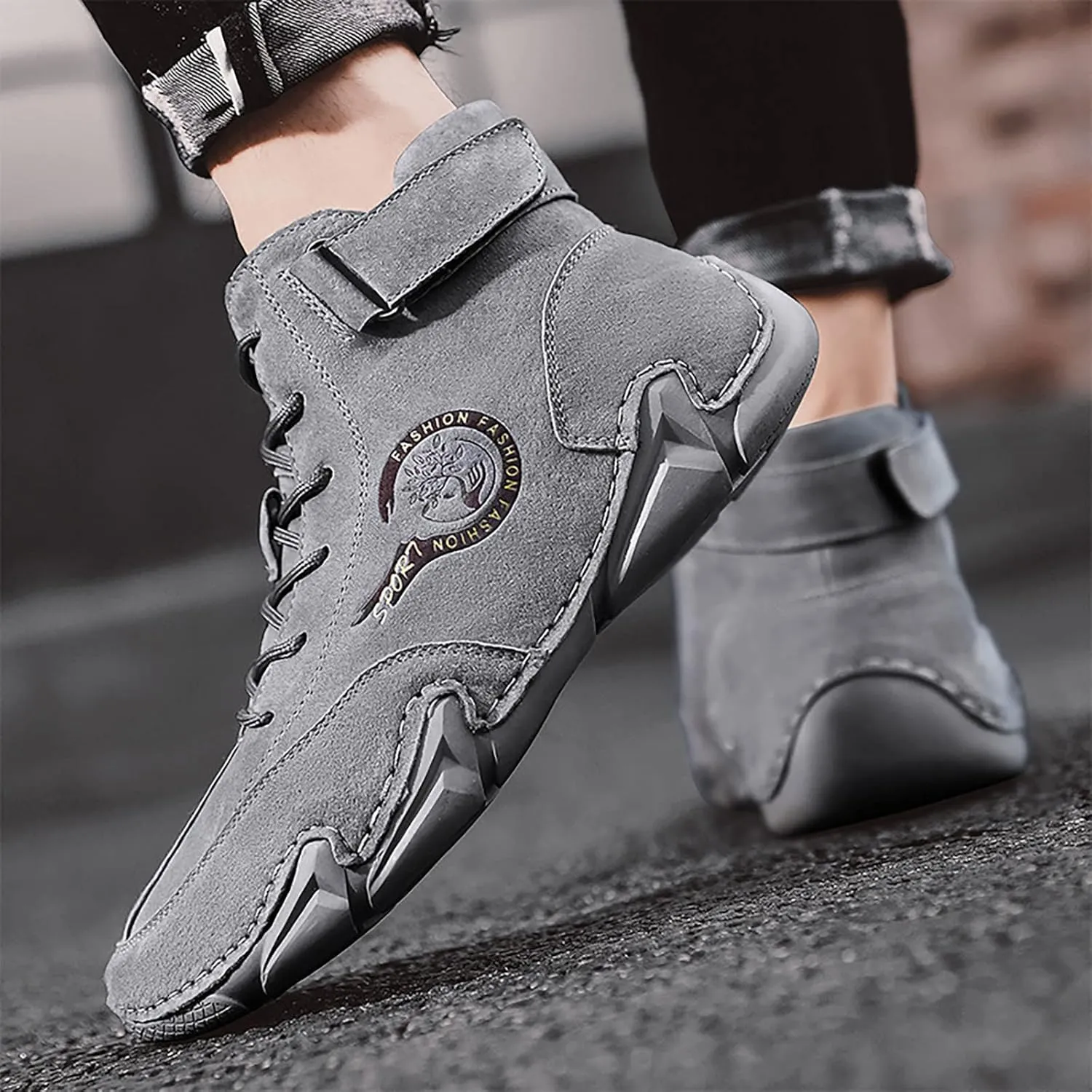 Men's Walking Shoes White Leather Sneakers Men Men’s Comfortable Casual Walking Tennis Shoes Slip on Shoes Men