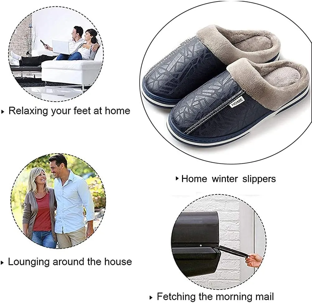 Men's Women's Slippers Foam Memory House Outdoor Indoor Shoes Slip-on Anti-Skid Comfort Fleece Lining Cotton