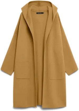 MEROKEETY Long Hooded Cardigan Sweaters for Women Oversized Open Front Coatigan Lady Jacket Coat Pockets