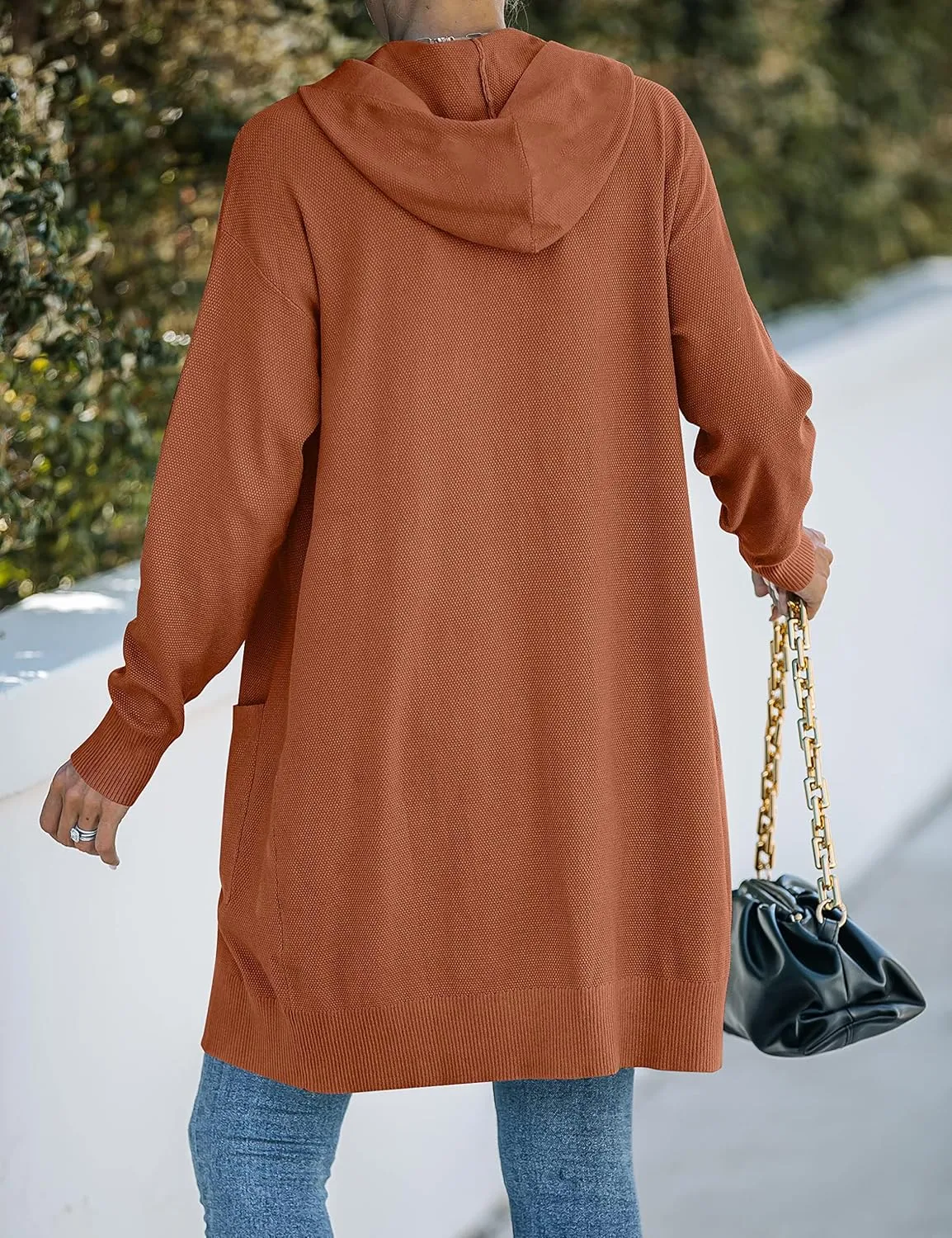 MEROKEETY Women's 2024 Long Sleeve Open Front Hoodie Knit Sweater Cardigan Outwear