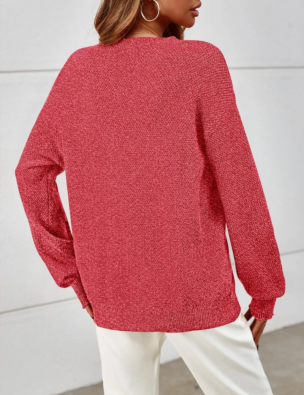 MEROKEETY Women's 2025 Fall Winter Oversized Pullover Sweater Trendy Crew Neck Long Sleeve Heathered Knit Jumper Tops