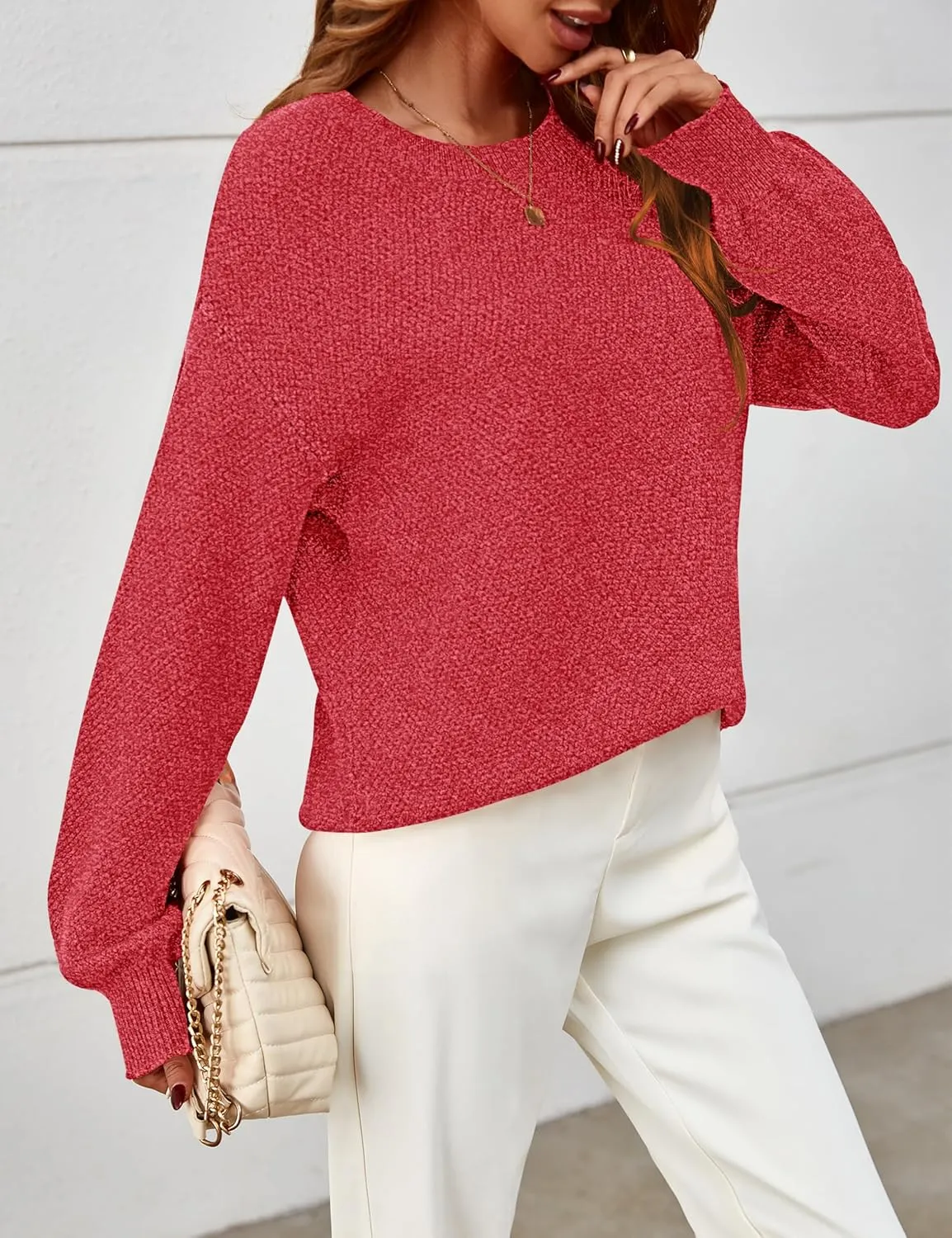 MEROKEETY Women's 2025 Fall Winter Oversized Pullover Sweater Trendy Crew Neck Long Sleeve Heathered Knit Jumper Tops