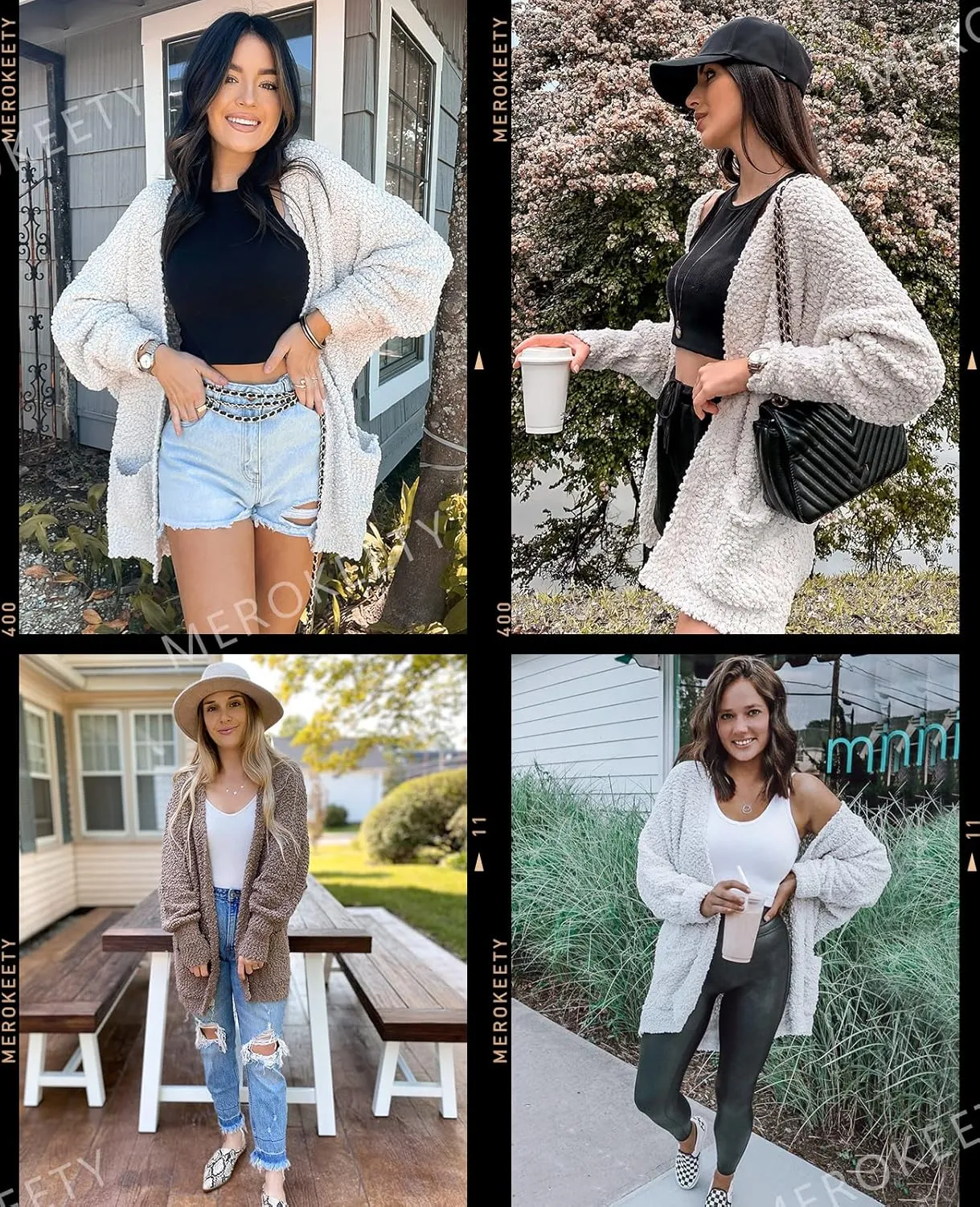 MEROKEETY Women's 2025 Winter Fuzzy Popcorn Batwing Sleeve Cardigan Knit Oversized Sherpa Sweater Coat