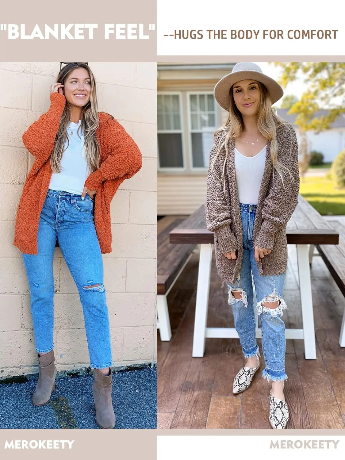 MEROKEETY Women's 2025 Winter Fuzzy Popcorn Batwing Sleeve Cardigan Knit Oversized Sherpa Sweater Coat