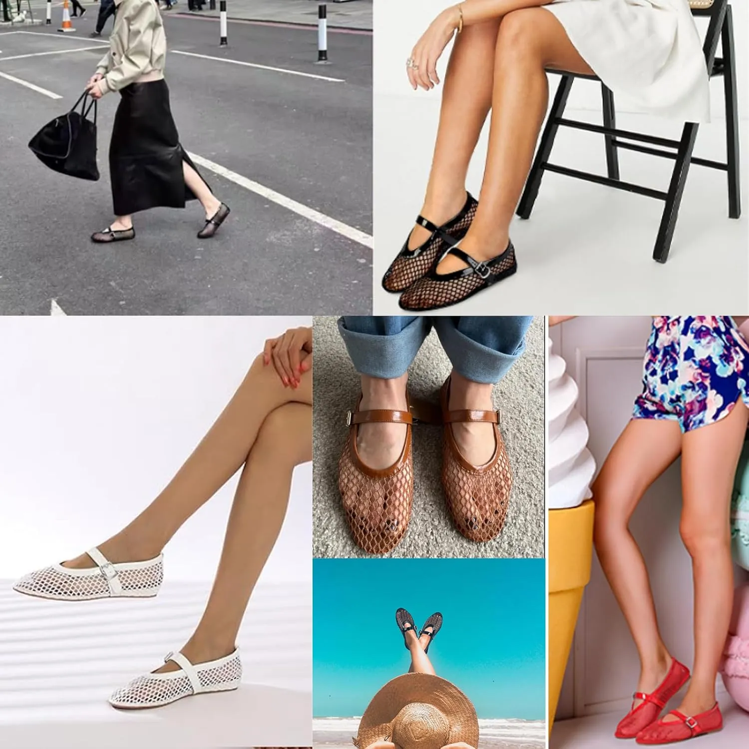 Mesh Ballet Flats for Women Buckle Strap Round Toe Wide Width Mesh Flats Shoes Casual Office Daily Dress Ballerina