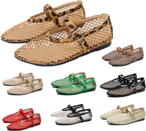 Mesh Ballet Flats for Women Buckle Strap Round Toe Wide Width Mesh Flats Shoes Casual Office Daily Dress Ballerina