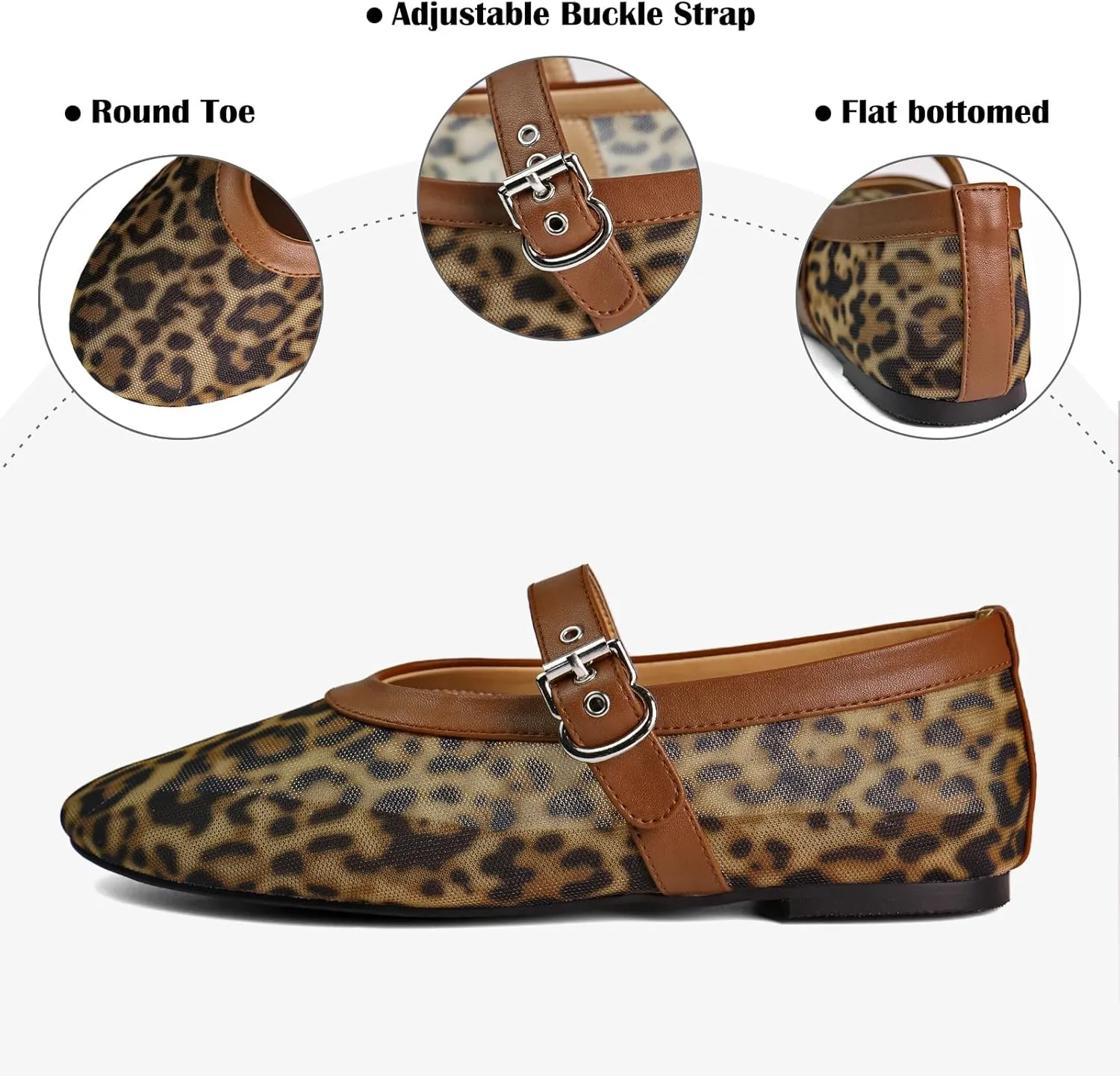 Mesh Ballet Flats for Women Round Toe Buckle Strap Comfy Casua Office Ballerina Mary Jane Flats Shoes