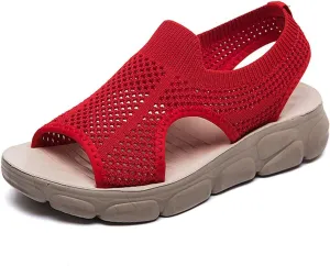 Mesh Breathable Sandals for Women Summer Casual Fish Mouth Open Toe Slip on Wedge Platform Sandals Comfortable Ladies Outdoor Beach Shoes Sandalias
